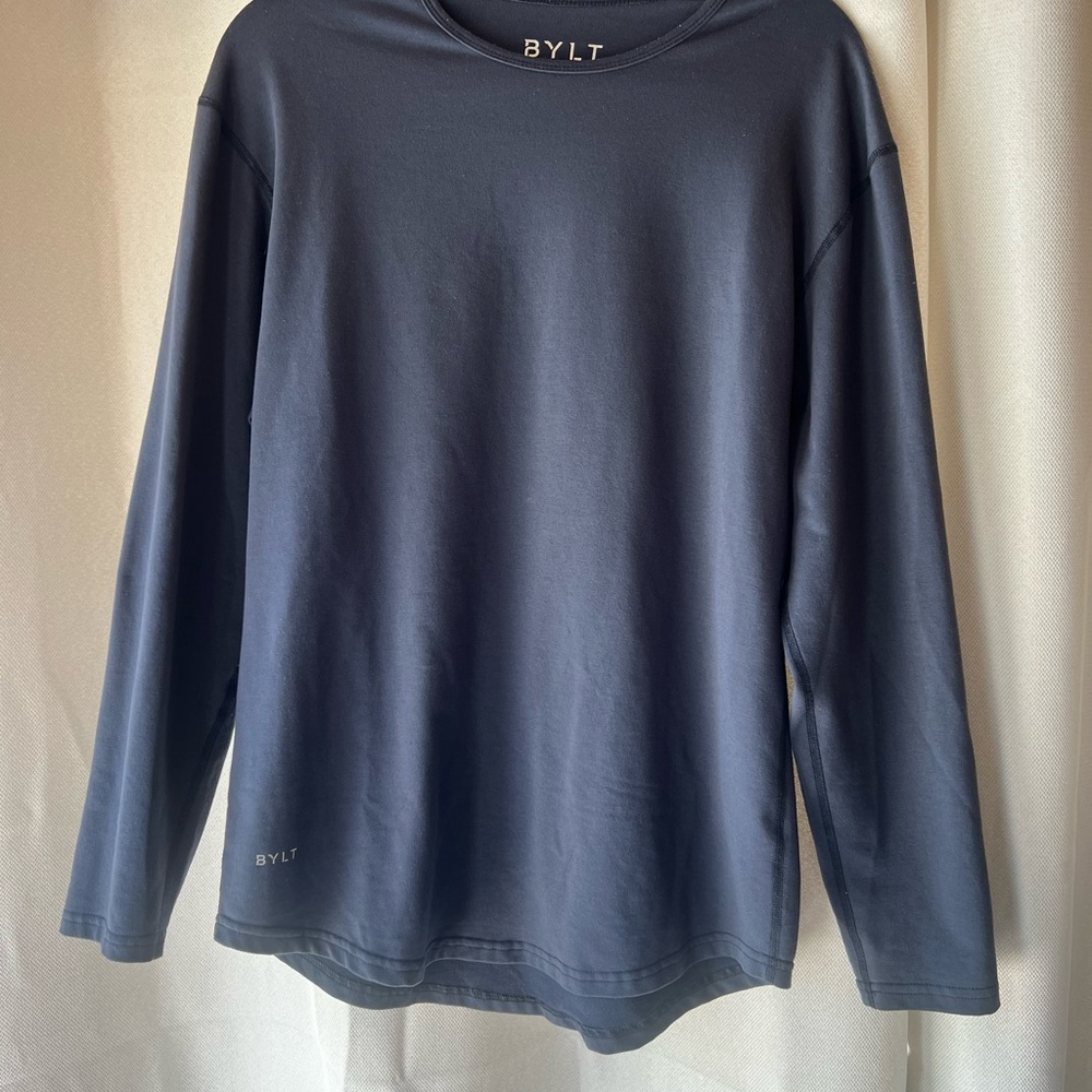 BYLT Basics Blue Sweatshirt with Relaxed Fit and High Neckline